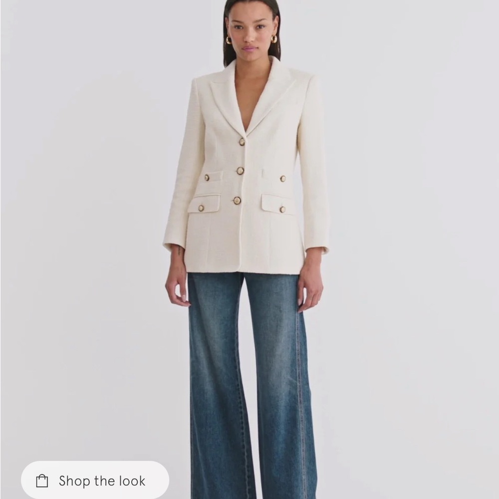 2025 Authentic Veronica Beard Terre Cotton Dickey Jacket in Ecru $798